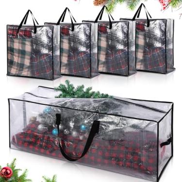 Imagem de Simgoing Pacote com 5 sacos de armazenamento para árvore de Natal grande, guirlanda de Natal, bolsa de transporte com alça de zíper, armazenamento resistente para árvore de Natal artificial e