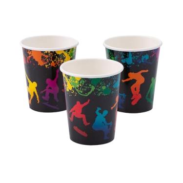 Imagem de Fun Express Copos de papel descartáveis Skateboard Party Kick Flip 255.1 g - 8 Ct