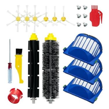 Imagem de Escova lateral com filtro e escova rotativa, compatível com os robôs aspiradores iRobot Roomba das séries 600, 610, 620, 630, 645, 650, 655, 660, 680 e 500.