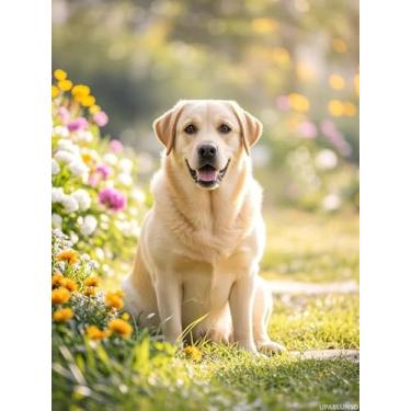 Imagem de UPABLUNSO Kits de pintura de arte de diamante labrador retriever amarelo DIY Stitch Diamond Dots Paint by Diamonds 5D broca redonda completa arte de strass para iniciantes, casa, sala de estar, quarto