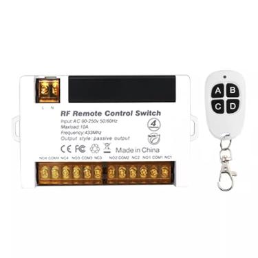 Imagem de Interruptor de controle remoto de relé sem fio AC 90-250v 4 canais para luzes