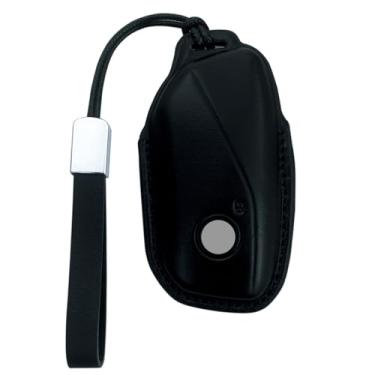 Imagem de ShuDay Capa de porta-chaves compatível com BMW 2023-2025 5/7 Series 740i 760i X1 X5 X6 X7 XM IX IX3 I5 I7 Suporte de couro para proteção interior de carro acessórios (preto)