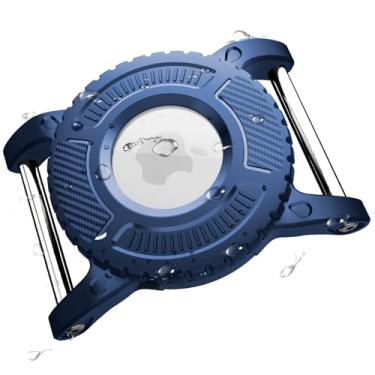 Imagem de PUP COVE Suporte para coleira de cachorro Airtag | Suporte impermeável para airtag para cães - para coleira Air Tag com laços de metal, durável, leve, serve para coleira Airtag de 2,5 cm (azul)