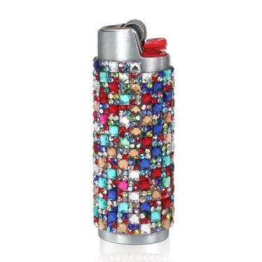 Imagem de HUMWE Capa para isqueiro de cristal com strass brilhante para isqueiros de metal para isqueiro Bic tamanho padrão J6