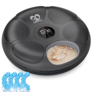 Imagem de Casfuy Alimentador Automático Para Gatos Sem Fio - Distribuidor Automático De Comida Para Gatos Para Comida Úmida Com 4 Bolsas De Gelo Alimentador Automático Recarregável Para Gatos E Cães Pequenos