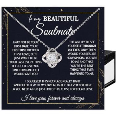 Imagem de SUTERY Colar romântico para alma gêmea, presente de joia para mulheres, To My Beautiful, presente de aniversário de esposa do marido, presente de namorada do namorado, presente de aniversário, Aço