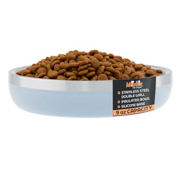 Imagem de Master Pet Supply Tigelas de aço inoxidável para gatos - resistente de 255 g - azul geleira, parede dupla, isolamento extragrosso, tigela de água antiderrapante para animais de estimação para gatos e