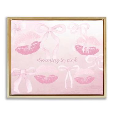 Imagem de Stupell Industries Dreaming In Pink Gold Framed Floater Canvas Wall Art, design por Kim Allen, 17 x 21