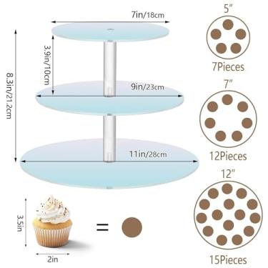 Imagem de Magnolia Aqua Gradiente Ombré, 3 camadas, suporte de cupcake para festa, copo de acrílico, torre de bolo, suporte de sobremesa, bandejas de servir para festa, comida, formatura, desenho animado