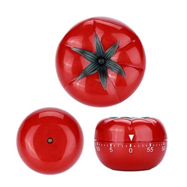 Imagem de GLOGLOW Temporizador Mecânico de Cozinha, Em Formato de Tomate, Vermelho, 60 Minutos, Sem Necessidade de Bateria, Material ABS, para Cozinhar e Assar Utensílios de Cozinha (Tamanho pequeno 6,3*4,5cm)