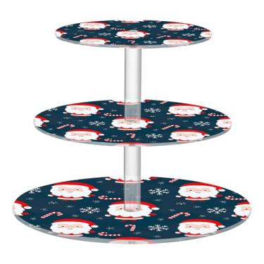 Imagem de Suporte de cupcake de 3 níveis para festa de casamento, copo de acrílico, torre de bolo, Natal, Papai Noel, decoração de mesa da Marinha, bandeja de servir comida, suprimentos de festa, flores