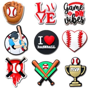 Imagem de Berloques de decoração de calçados esportivos para tamanco de crocodilo, softball, beisebol, basquete, vôlei, futebol, tênis, natação, futebol, golfe, acessórios, Baseball, Small