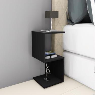 Imagem de Mesa de Cabeceira Formato S - Pequena, Moderna e Multifuncional para Quarto, Sala e Escritório 25x25x60cm(Preto,Mesa S)