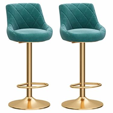 Imagem de Bancos de bar altos, bancos de bar giratórios, bancos de bar, conjunto de 2 cadeiras de bar, altura ajustável 56-32 cm, com encosto, com apoio para os pés, adequado para ilha de balcão, cozinha, pólo