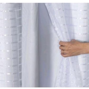 Imagem de Cortina Blackout Dupla Camada PVC Prata com Voil Decorativo - Bloqueio Total de Luz, para Varão Simples, Pronta para Instalar(BRANCA,JANELA 2,00 X 1,40)