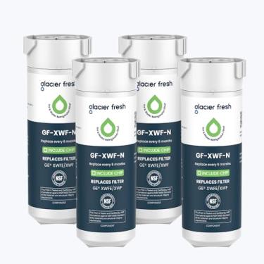 Imagem de GLACIER FRESH Filtro de água compatível com XWFE (CHIP embutido), substituição para GE XWFE, XWF filtro de água de geladeira NSF/ANSI 42 Pacote com 4