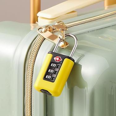 Imagem de Fechadura de bagagem aprovada – Mini cadeado de viagem combinado com chave, seguro para bolsas, malas e viagens, Amarelo, Fechaduras de bagagem