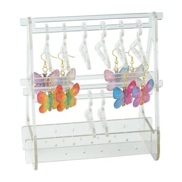 Imagem de LiQunSweet 160 x 135 mm, transparente, criativo, 2 camadas, suporte de armazenamento de brincos de acrílico, para joias, pulseira, colar, armazenamento, loja doméstica, exibição de exibição