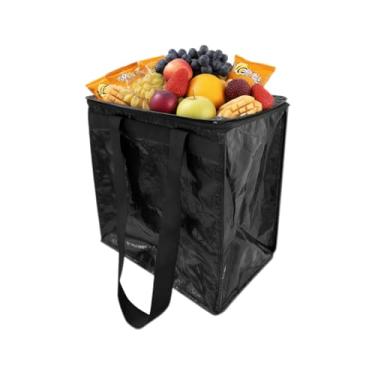 Imagem de CIMAZHEN (Mini, preto) Bolsa de compras reutilizável, carrinho de compras dobrável com fecho de zíper, 2 alças para compras, lavanderia, viagens