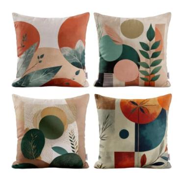 Imagem de Kit 4 Capas de Almofadas Decorativas Boho 45x45 Oxford Impressão Digital para Sofá Sala Quarto(45x45)