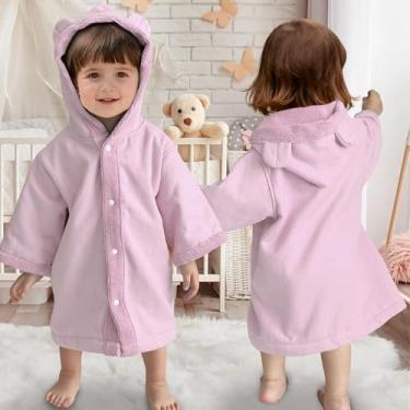 Imagem de VOOVA & MOVAS Toalha com capuz para bebês com orelha de urso, 0-3 anos | 100% algodão, fiapos baixos, ultramacia e absorvente | Suave para pele sensível, toalha de banho, piscina e praia |
