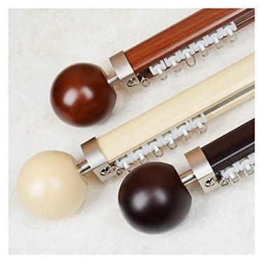 Imagem de Cortina de alumínio trilho único com acabamento de tampa de madeira maciça, suportes e acessórios, haste de cortina para divisórias de quarto, cortinas de trailer, cortinas de chuveiro, cortinas de