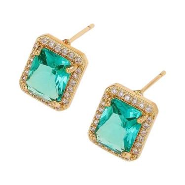 Imagem de Conjunto De Joias De Luxo Em Zircônia Brincos Quadrados Anéis Colares 