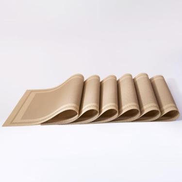 Imagem de KIT 6 Jogo Americano Sousplat Mesa Dourado Trançado Resistente a Manchas e Calor (Dourado-6un)