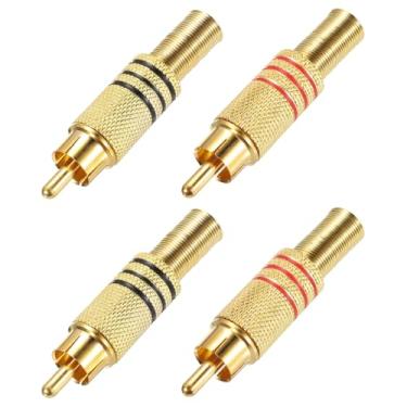 Imagem de Conector de fio RCA para alto-falante, 270RCA, macho sem solda, banhado a ouro, adaptador de conector de áudio estéreo, plugue de tomada, conversor RCA, montagem em painel dourado, 4 peças