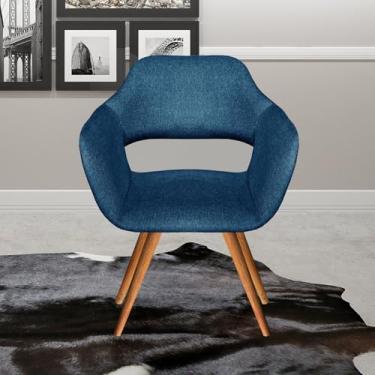 Imagem de Poltrona Decorativa Zara Pés Palito Sala Recepção Azul