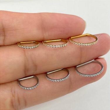 Imagem de Argola titânio confort com zircônias cristal - fecho clicker - no-bran