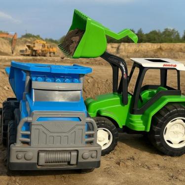 Imagem de Caminhão Caçamba mais Escavadeira Brinquedo Grande Plástico Menino - I