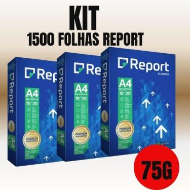 Imagem de Papel Sulfite Branco Resma A4 75g 1.500 Folhas Premium Report Suzano I