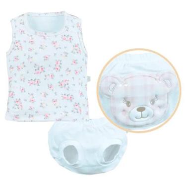 Imagem de Regata Com Tapa Fralda Bebê Menina Suedine Bordado Upi Uli, P