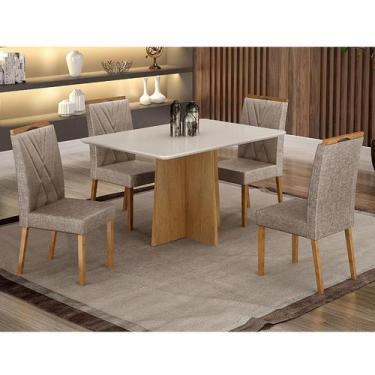 Imagem de Mesa de Jantar Ambiente Jade 120x80cm Cinamomo Off White com 4 Cadeira