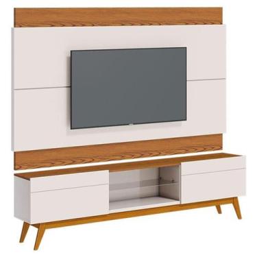 Imagem de Rack Bancada 2 Gavetas e Painel para Tv Classic 1.8 Off White Freijó -
