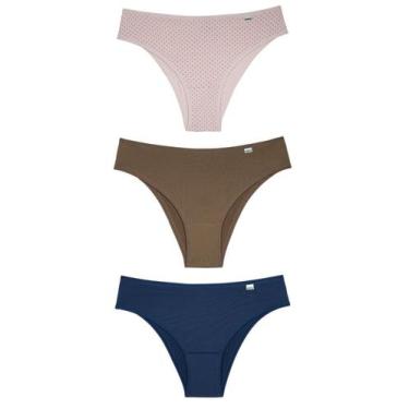 Imagem de Kit/3 Calcinha Biquíni DelRio 51509 Feminina Basic Microfibra T. P/GG,