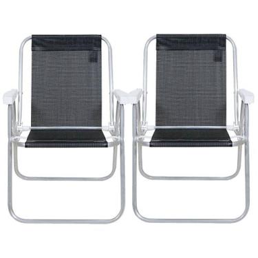 Imagem de Kit 2 Cadeiras de Praia Alta Lazy Alumínio Preto Sannet 23507 Bel - Be