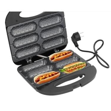 Imagem de Máquina Elétrica para Crepe e Cachorro Quente, Antiaderente, 6 Cavidades, Preta, 110v