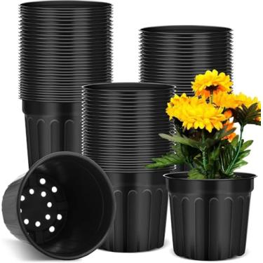 Imagem de Ziliny 50 peças de vasos flexíveis para plantas de flores para berçário, recipiente para mudas de plástico grosso e macio com orifício de drenagem para suculentas e mudas (3 galões)