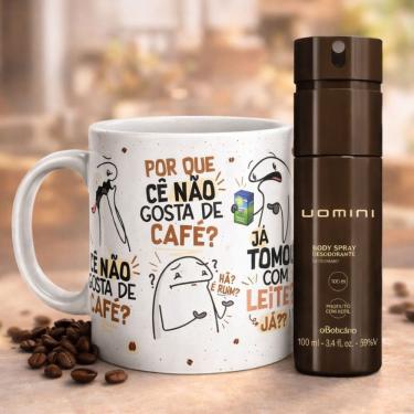 Imagem de Kit Criativo Caneca Flork Louco por Café + Body Spray Uomini