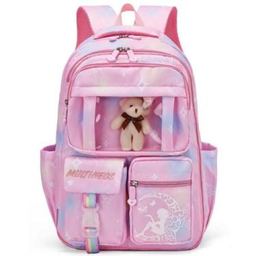 Imagem de Mochila Escolar Feminina Seaflow Juvenil Reforçada De Costas Rosa