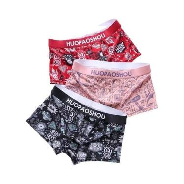 Imagem de Cuecas Boxer Masculinas De Cintura Baixa Em Cetim Com Estampa Divertid