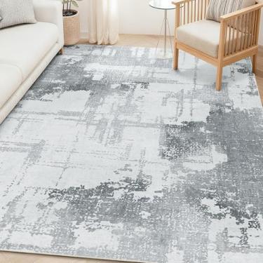 Imagem de Castage Tapetes de área cinza moderno lavável para sala de estar quarto, tapete grande abstrato antiderrapante para escritório, sala de jantar, casa de fazenda