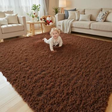 Imagem de Tapetes para sala de estar 13 x 20 cm, Alfombras para salas, tapete felpudo grande, macio, tapetes felpudos para quarto, decoração de casa para crianças, meninos, meninas, estética (café, 12 x 20)