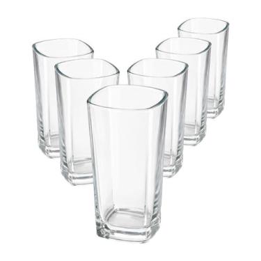Imagem de Kit 6 Copos Texas Quadrado Vidro Transparente Mesa Posta 320ml - DONA 