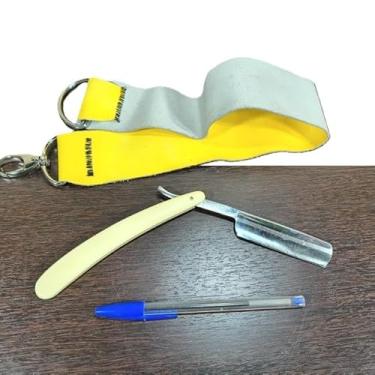 Imagem de Navalha Nova Tradicional Barbeiro + Correia Couro 16x2,5cm