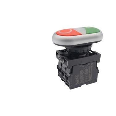 Imagem de Interruptor de botão iluminado de posição dupla M22-DDL-GR-X1/X0/K11/230-W 1 aberto 1 conjunto completo fechado (1 luz branca 24 V ligada e 1 desligada)