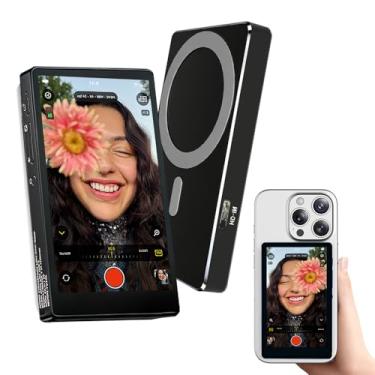 Imagem de LESOWN Tela portátil Vlog Selfie 10.2 cm 480x800 projetor de tela magnética sem fio brilhante 500nits bateria embutida Mini monitor de câmera traseira para TikTok Live Stream Outdoor Vlog Shooting