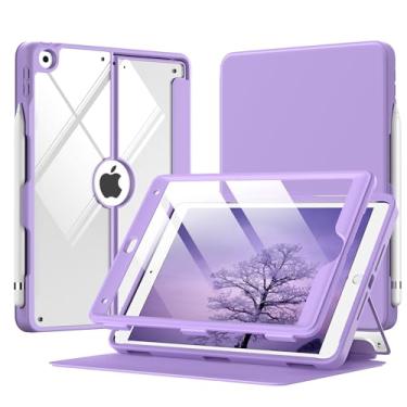 Imagem de MoKo Capa para iPad 10.2 iPad 9ª geração 2021/iPad 8ª geração 2020/iPad 7ª geração 2019 com suporte para lápis, protetor de tela integrado transparente na parte traseira, suporte de visualização em vários ângulos, despertar/hibernar automático, roxo